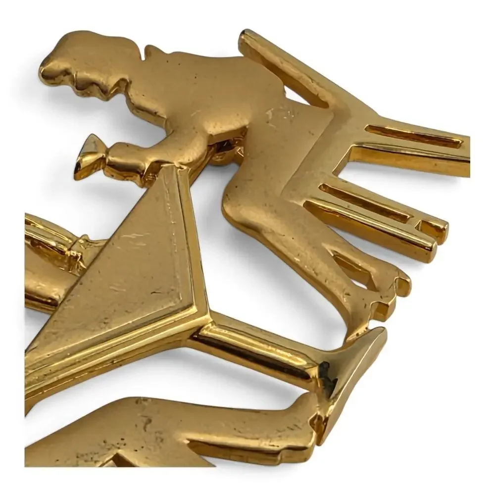 Vintage JJ Jonette Cocktail Couple Brooch Gold Tone Figural Pin 2.5